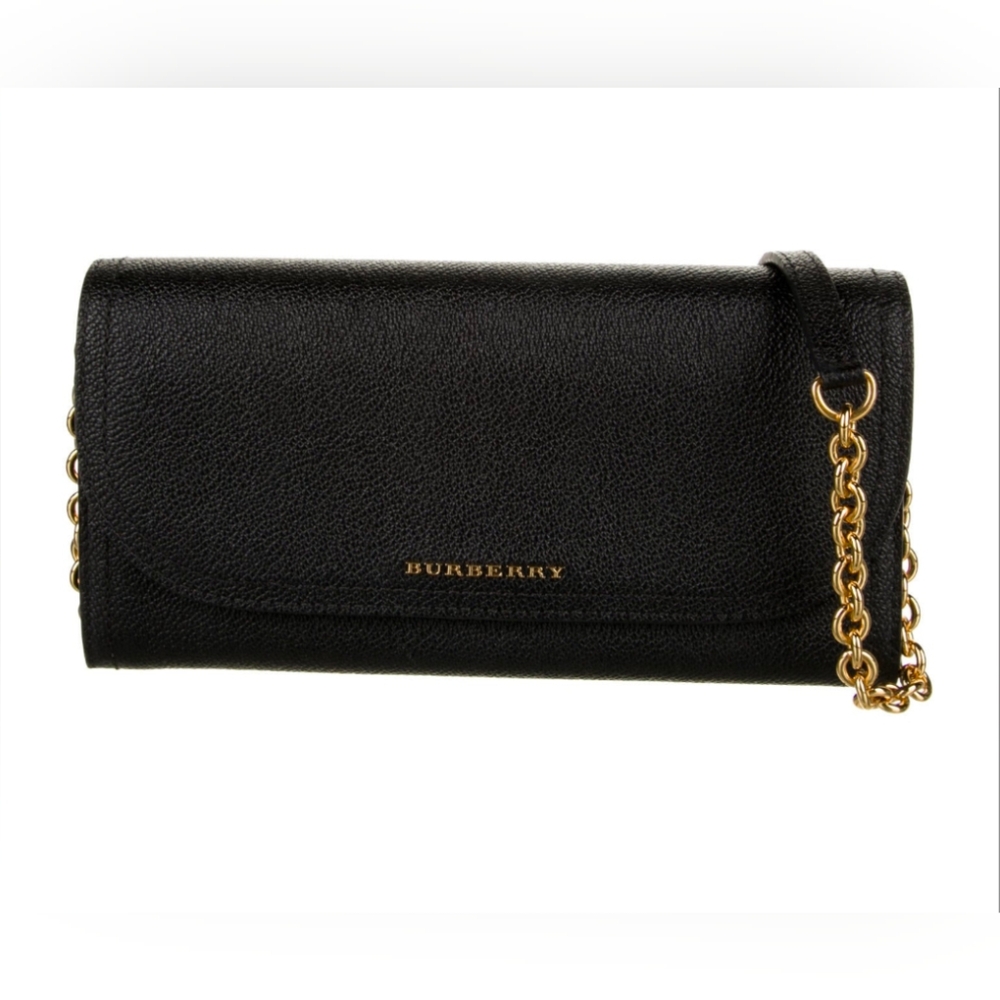 Burberry Black Leather Henley Wallet on Chain